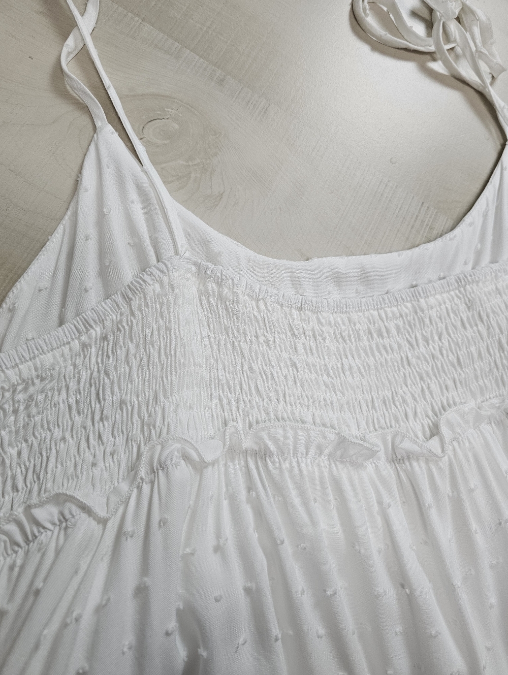 New Boho Swiss Polka Dot Babydoll Cami Mini Dress Sundress White - Picture 11 of 13